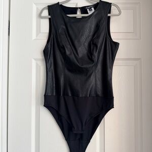 Black Faux Leather bodysuit
